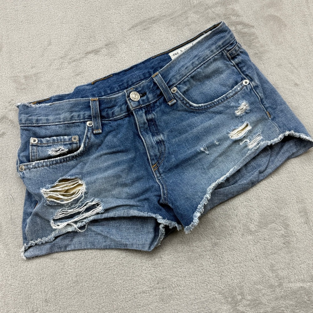 Rag & Bone Denim Shorts Womens 26 Distressed Cut Off Gunner Boo Festival 90s Y2K